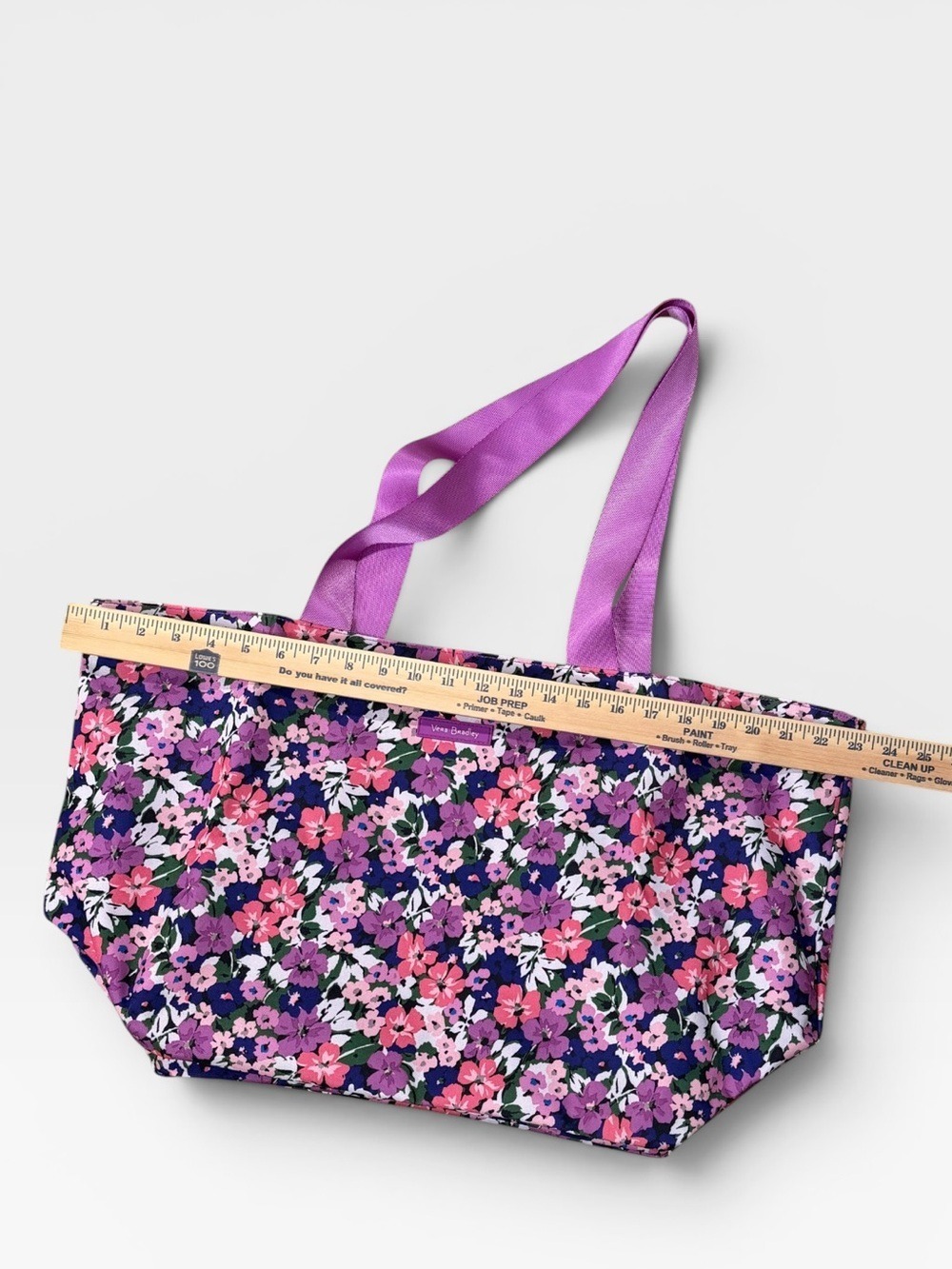Vera Bradley Large Tote Bag Floral Print Purple Pink - Picture 9 of 12